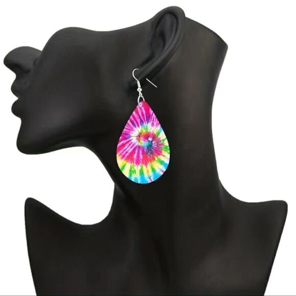 Fun Pastel Boho Tie Dyed Earrings NWT - Picture 2 of 3